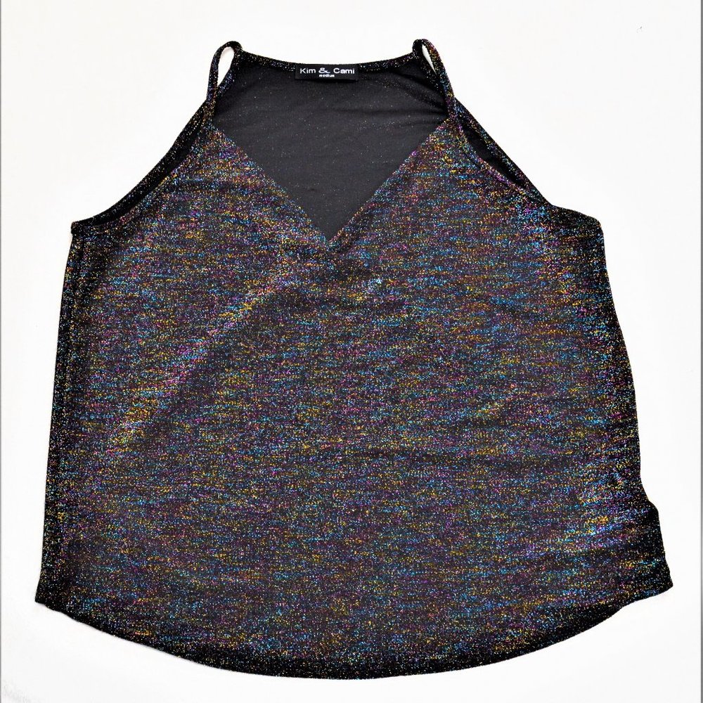New! Kim & Cami  Rainbow Drape Front Surplice Tank - Picture 4 of 6
